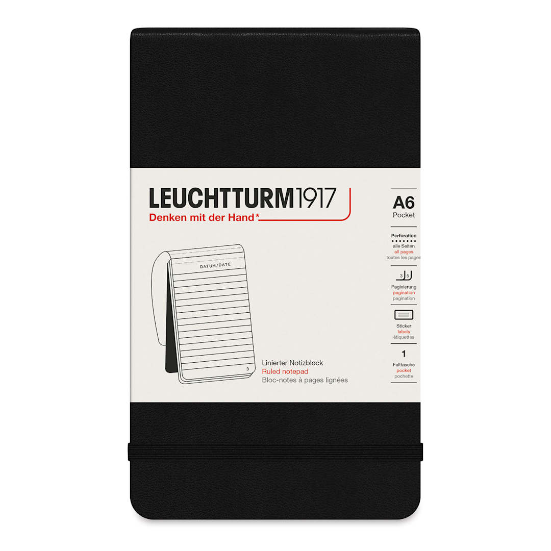 Open in modal - Leuchtturm1917 Pocket Notepad - Black, Ruled, 3-1/2" x 6"