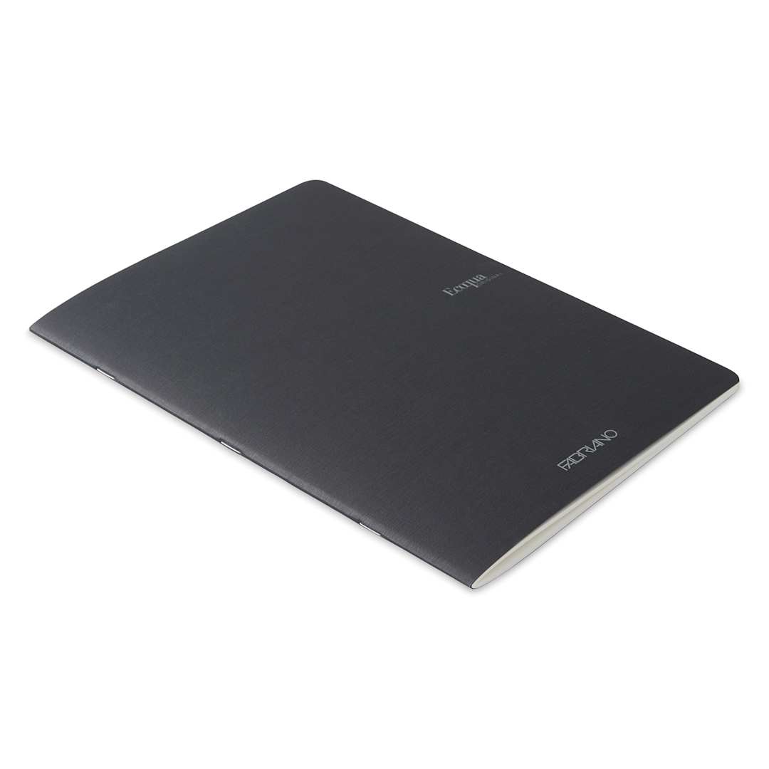 Open in modal - Fabriano EcoQua Staplebound Notebook - Black, 11.7" x 8.3", Blank (side view)