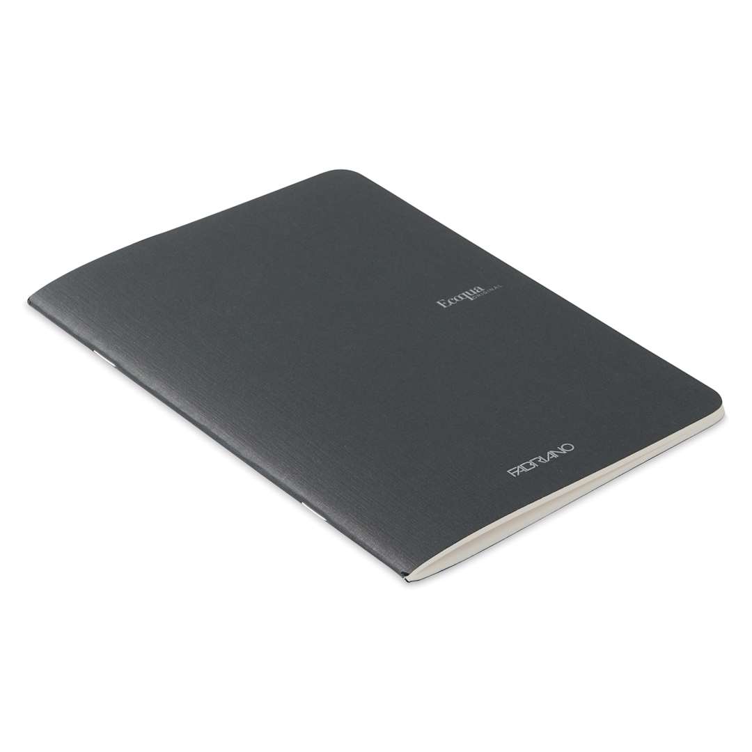 Open in modal - Fabriano EcoQua Staplebound Notebook - Black, 8.3" x 5.8", Blank (side view)
