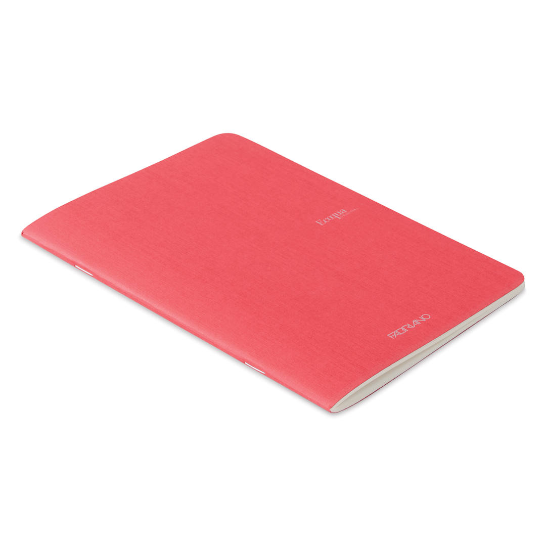 Open in modal - Fabriano EcoQua Staplebound Notebook - Red, 8.3" x 5.8", Blank (side view)