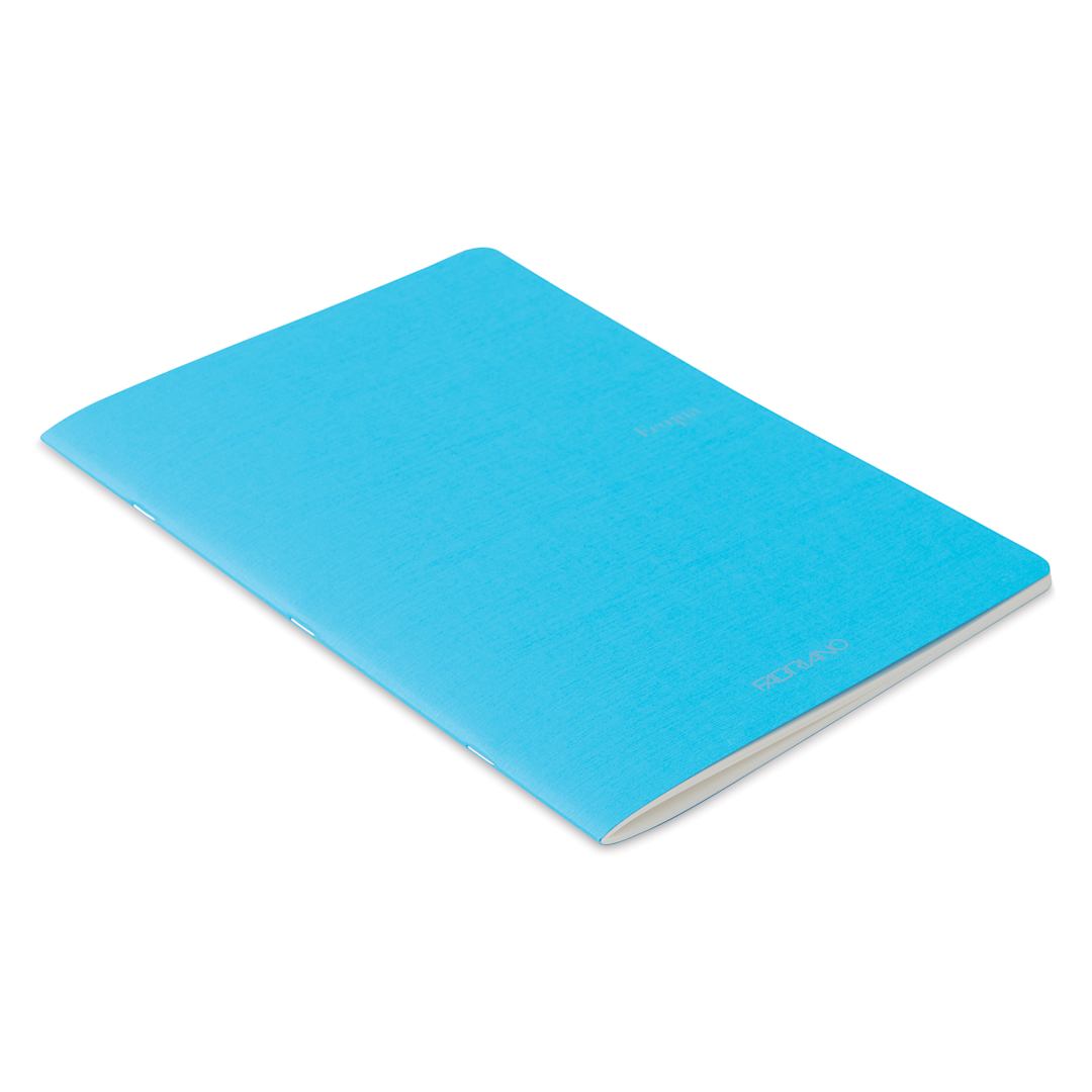 Open in modal - Fabriano EcoQua Staplebound Notebook - Turquoise, 11.7" x 8.3", Blank (side view)