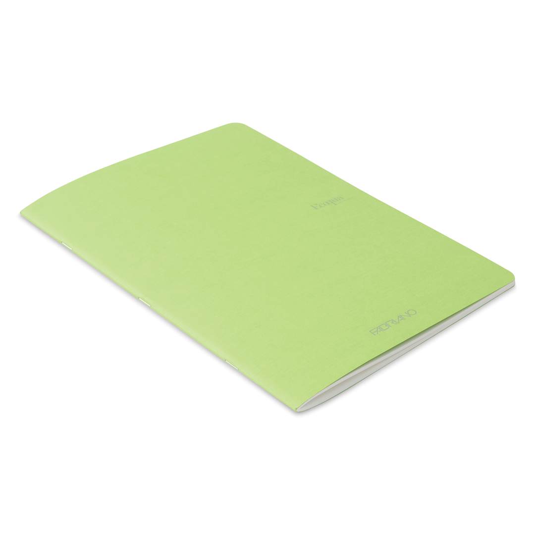 Open in modal - Fabriano EcoQua Staplebound Notebook - Lime, 11.7" x 8.3", Blank (side view)