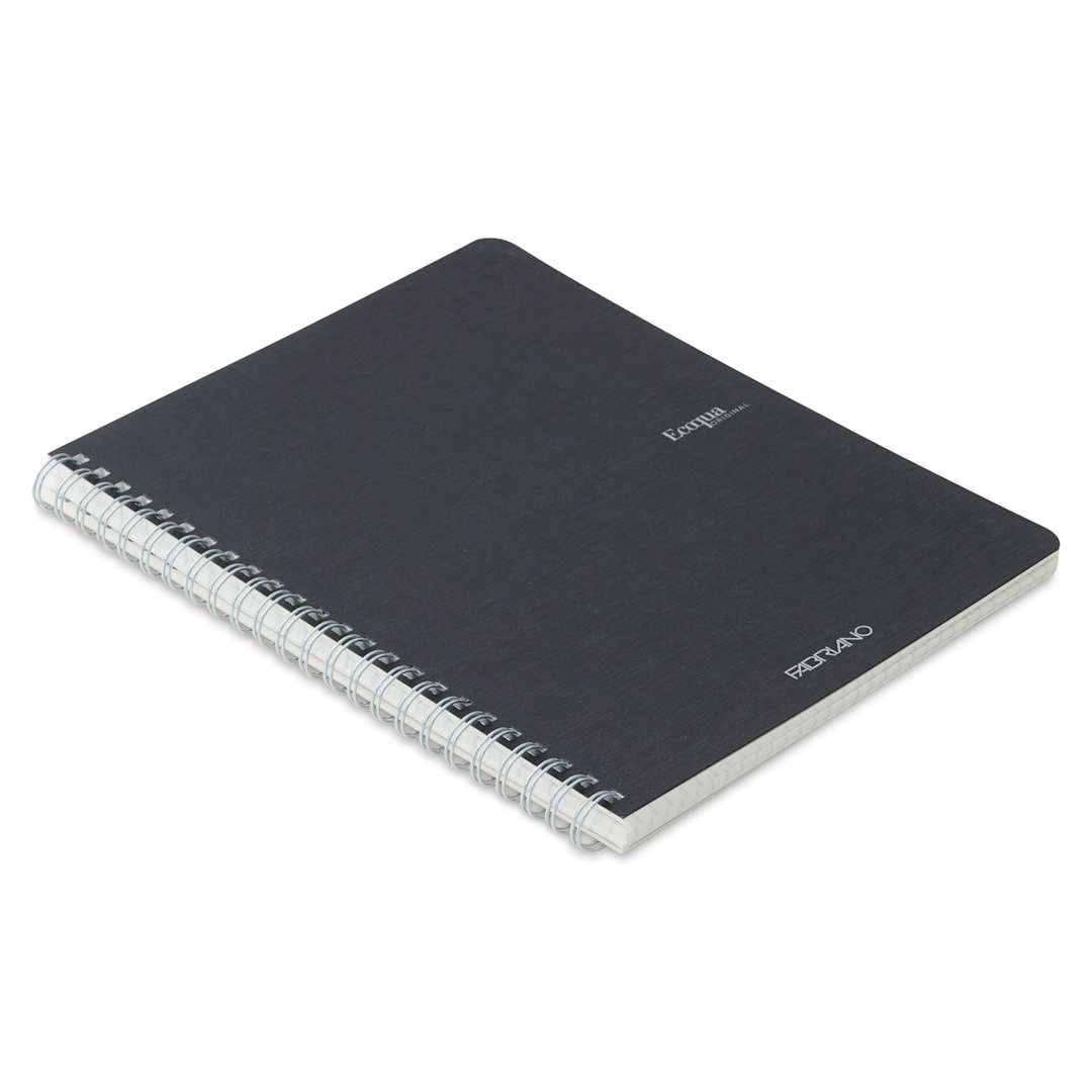 Open in modal - Fabriano EcoQua Spiral Notebook - Black, 8.3" x 5.8", Graph (side view)