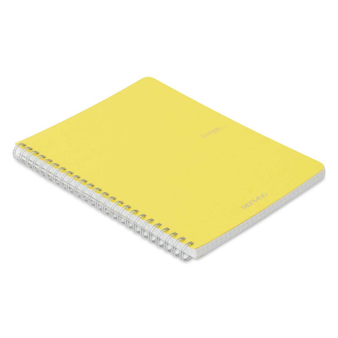 Open in modal - Fabriano EcoQua Spiral Notebook - Yellow, 8.3" x 5.8", Graph (side view)
