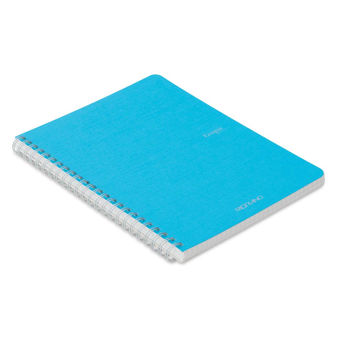 Open in modal - Fabriano EcoQua Spiral Notebook - Turquoise, 8.3" x 5.8", Graph (side view)
