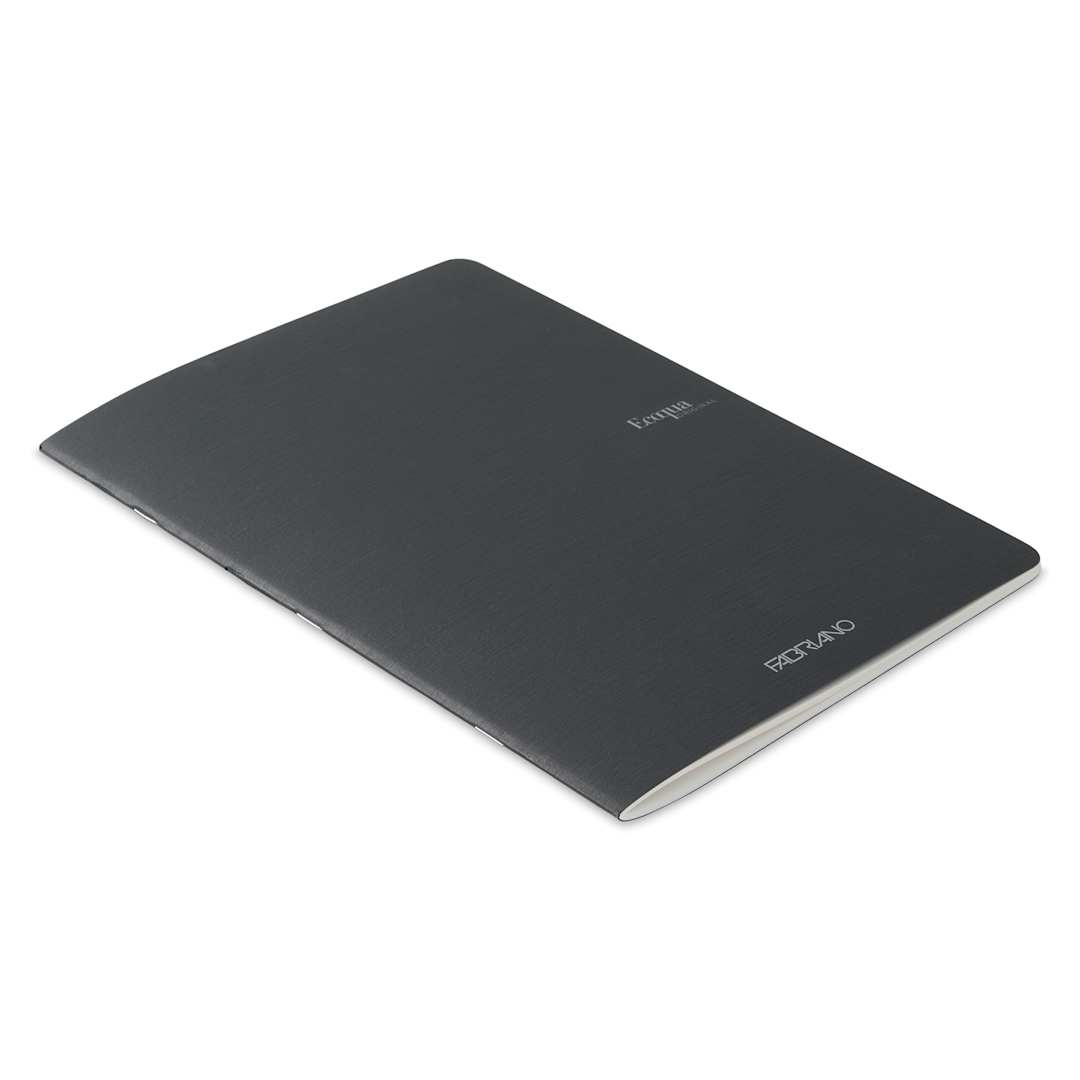 Open in modal - Fabriano EcoQua Staplebound Notebook - Black, 11.7" x 8.3", Lined (side view)