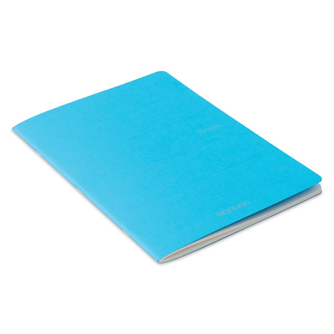 Open in modal - Fabriano EcoQua Staplebound Notebook - Turquoise, 11.7" x 8.3", Lined (side view)