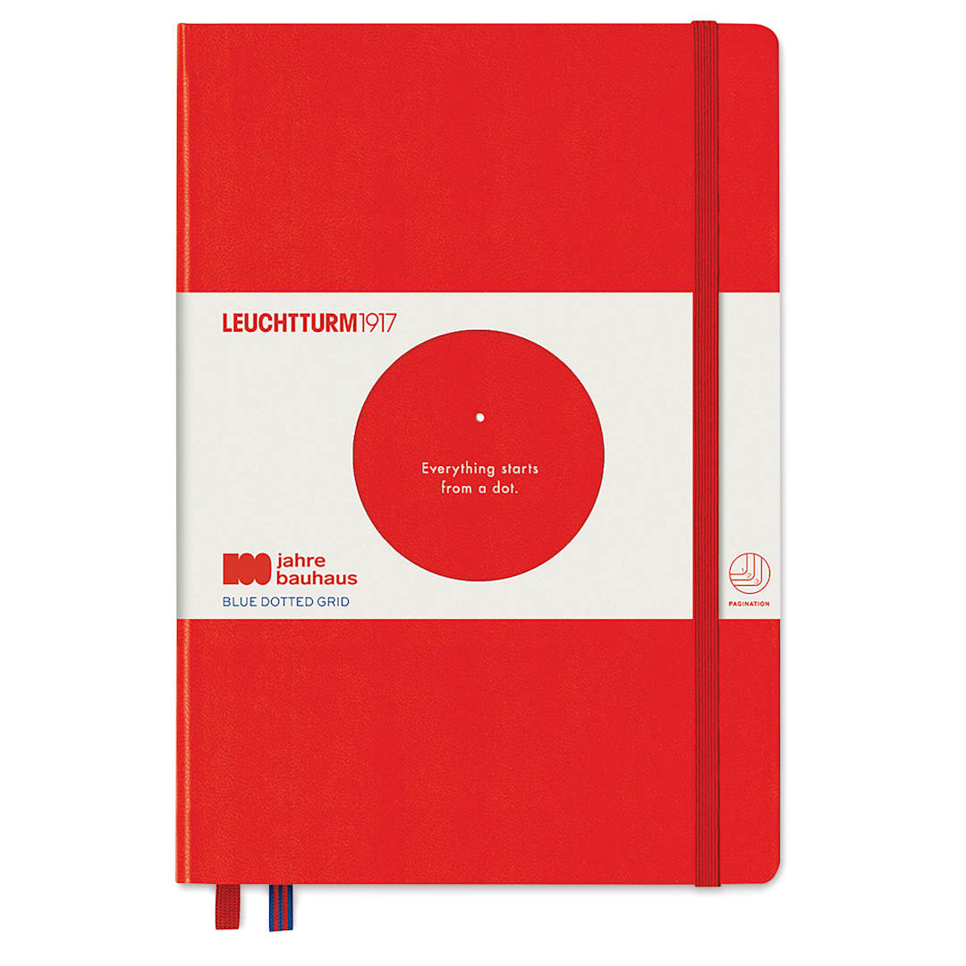 Open in modal - Leuchtturm1917 Bauhaus Notebook - Red/Royal Blue, 5-3/4" x 8-1/4", Dotted (front cover with label)