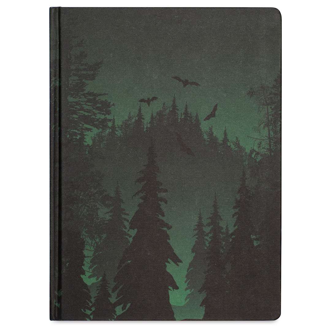 Open in modal - Cognitive Surplus Dark Matter Notebook - Twilight in the Evergreen, front of notebook