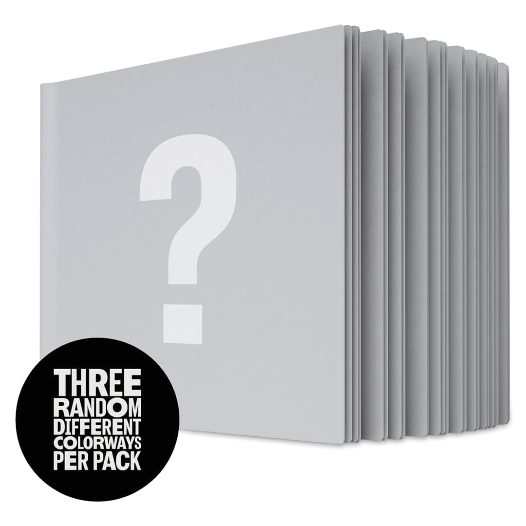 Open in modal - Uglybooks Perfect Bound Notebook - NO.2 Mystery, 5-3/4" x 8", 135 gsm, Pkg of 3, partially open, three random colors