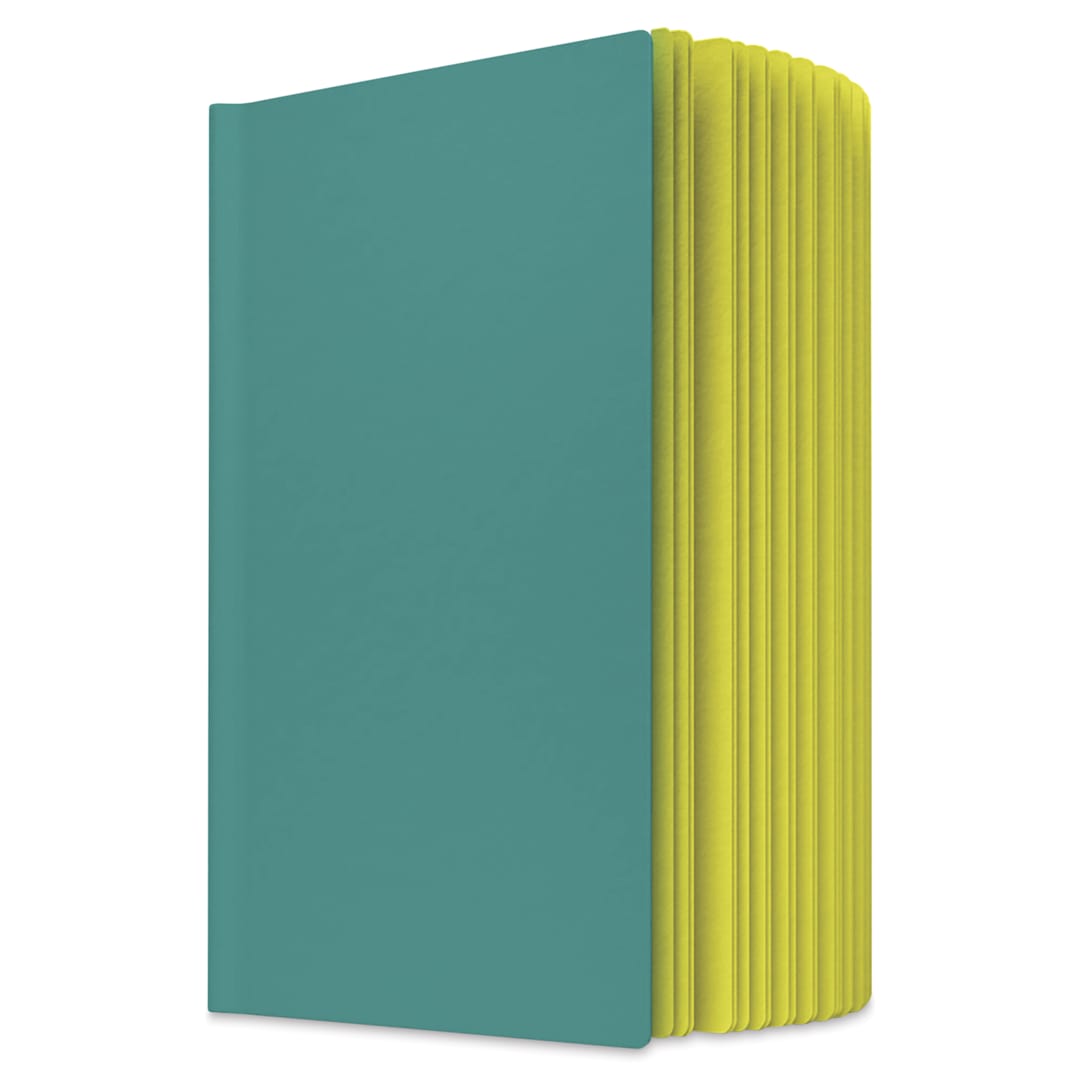 Open in modal - Uglybooks Perfect Bound Notebook - NO.1 Lemon Shock, 5-3/4" x 4", 135 gsm, Pkg of 3, partially open
