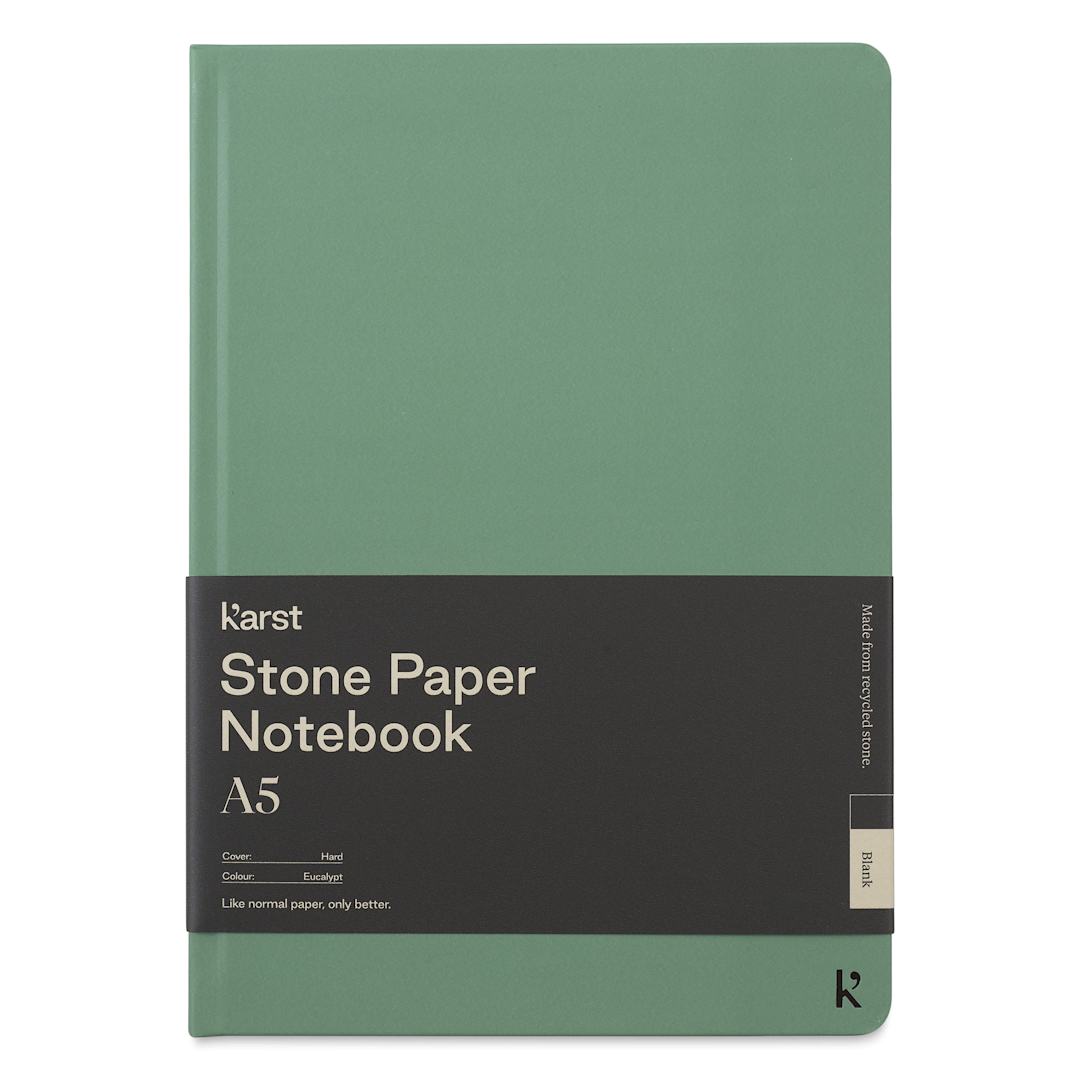 Open in modal - Karst Stone Paper Notebook - Eucalyptus, A5, Blank, front