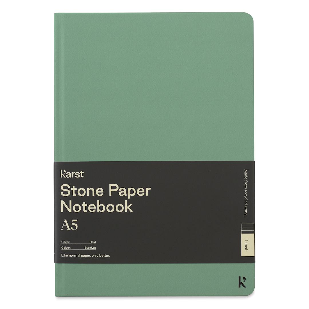 Open in modal - Karst Stone Paper Notebook - Eucalyptus, A5, Lined, front