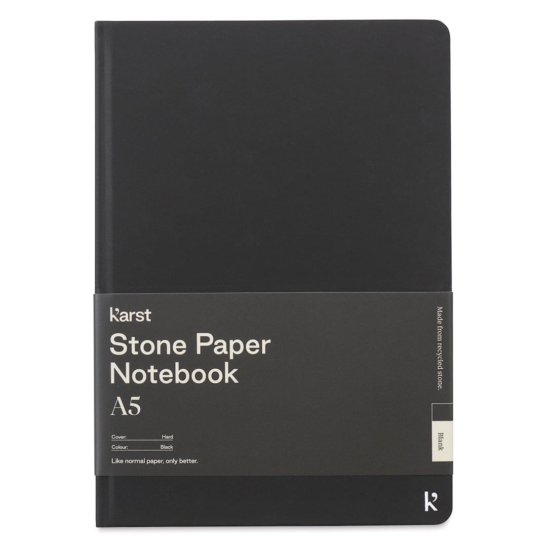 Open in modal - Karst Stone Paper Notebook - Black, A5, Blank, front