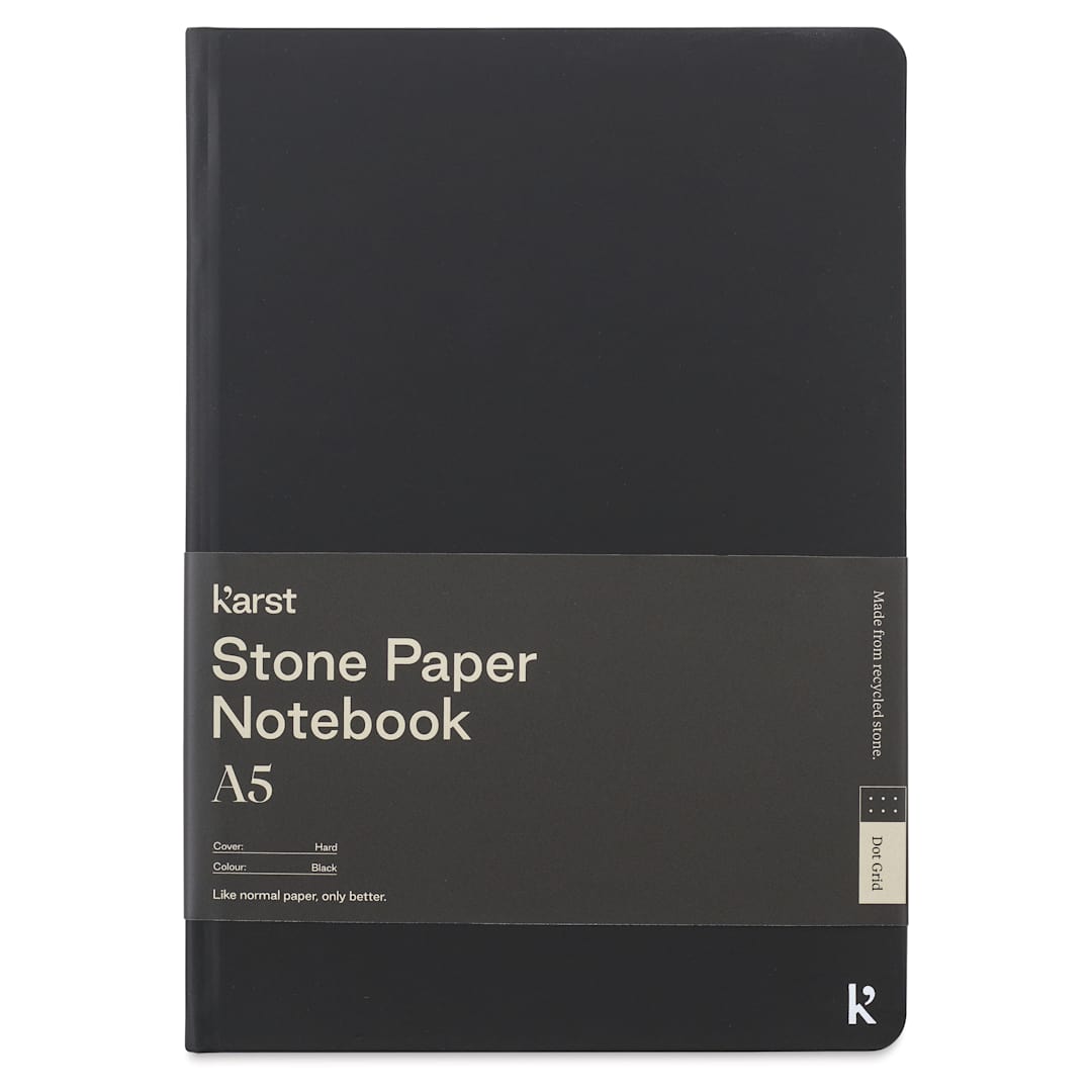 Open in modal - Karst Stone Paper Notebook - Black, A5, Dot Grid, front