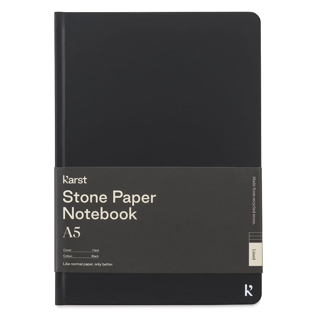 Open in modal - Karst Stone Paper Notebook - Black, A5, Lined, front