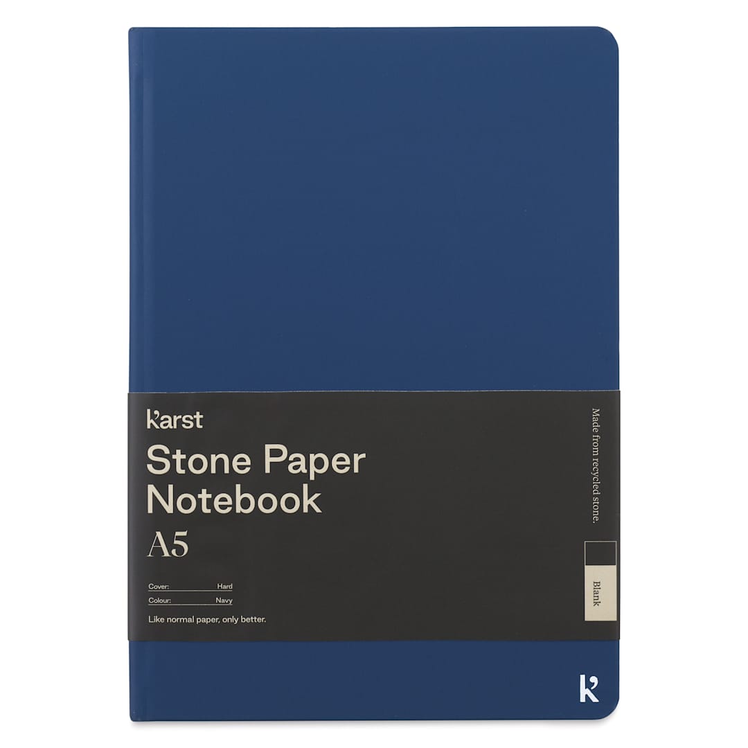 Open in modal - Karst Stone Paper Notebook - Navy, A5, Blank, front