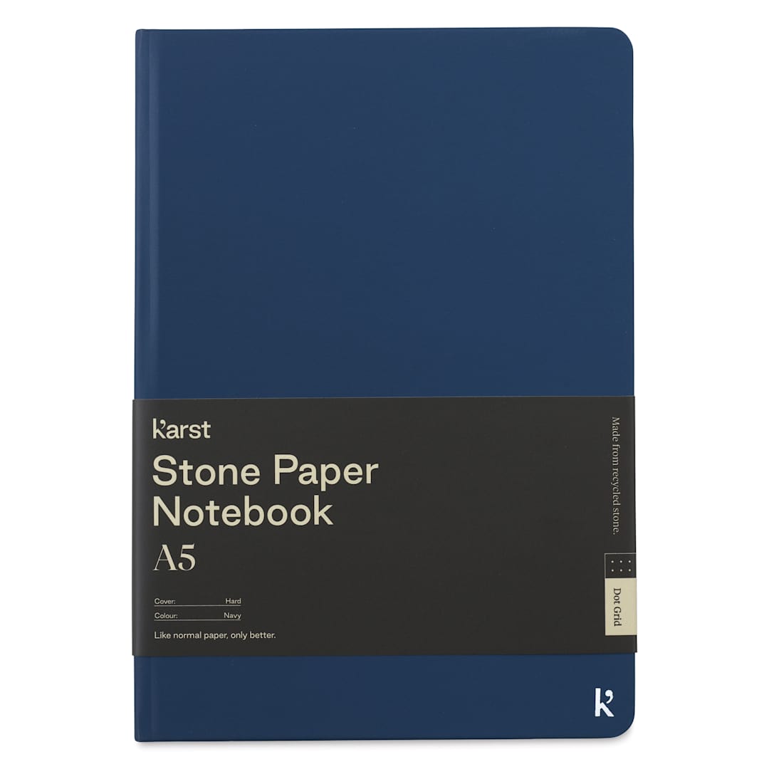 Open in modal - Karst Stone Paper Notebook - Navy, A5, Dot Grid, front