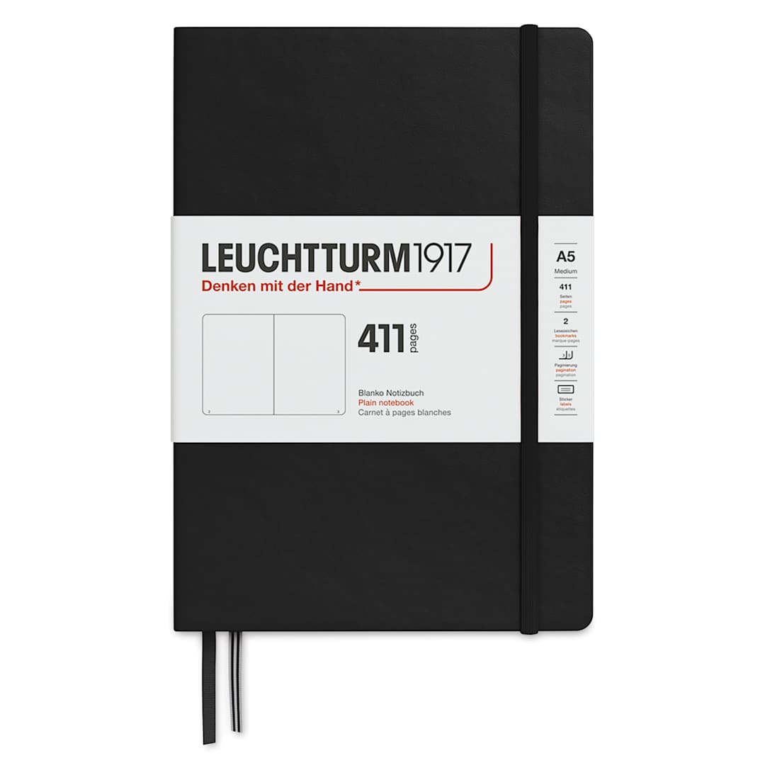 Open in modal - Leuchtturm1917 411 Notebook - Black, 5-3/4" x 8-1/4", Blank