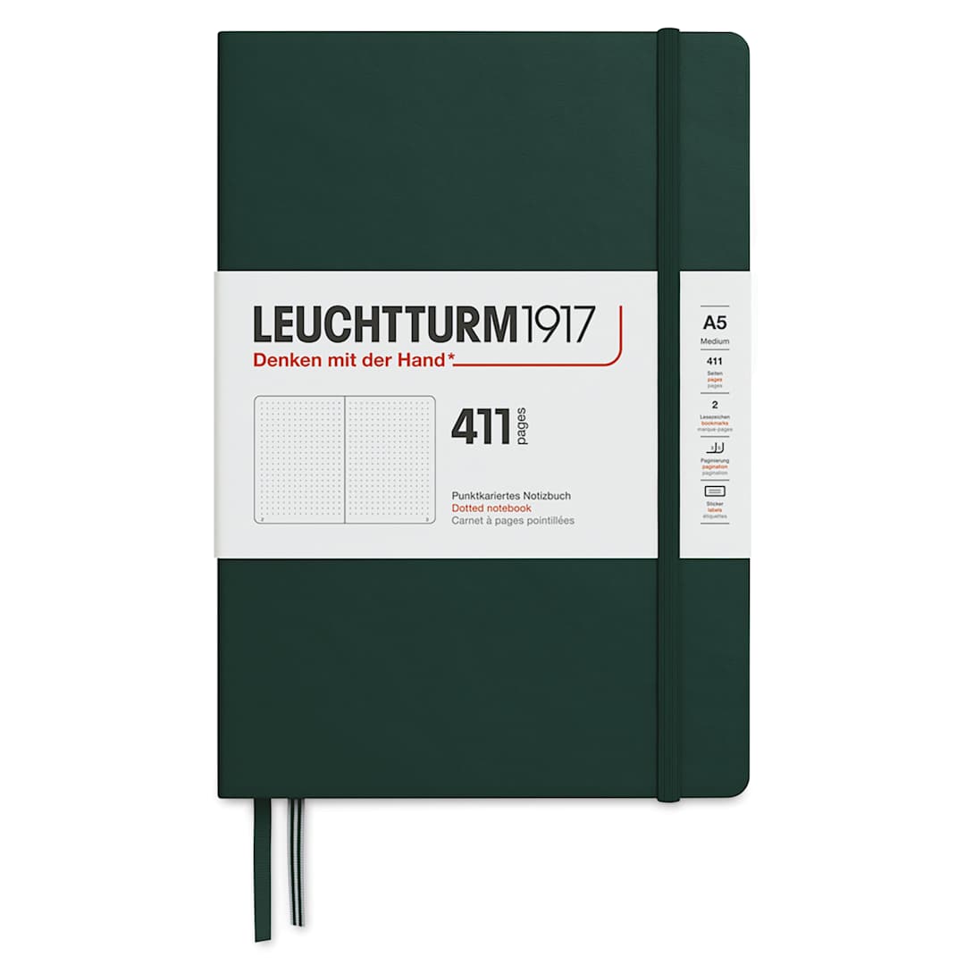 Open in modal - Leuchtturm1917 411 Notebook - Forest Green, 5-3/4" x 8-1/4", Dot Grid