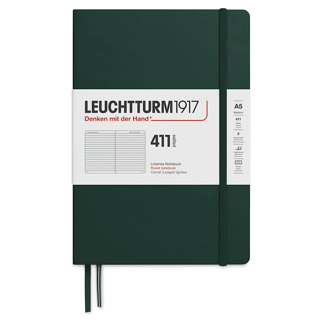 Open in modal - Leuchtturm1917 411 Notebook - Forest Green, 5-3/4" x 8-1/4", Ruled