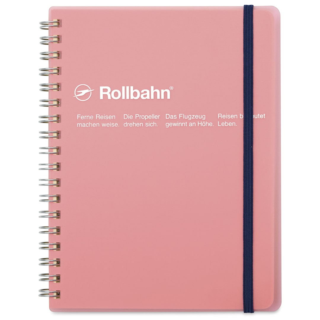 Open in modal - Delfonics Rollbahn Clear Plastic Notebook - 5-1/2" x 7", Pink, front cover