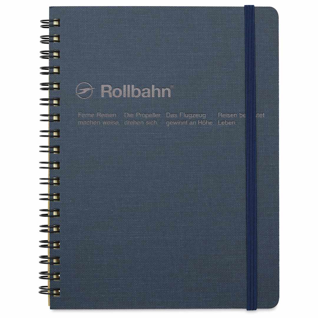Open in modal - Delfonics Rollbahn Cap-Martin Notebook - 5-1/2" x 7", Dark Blue, front cover