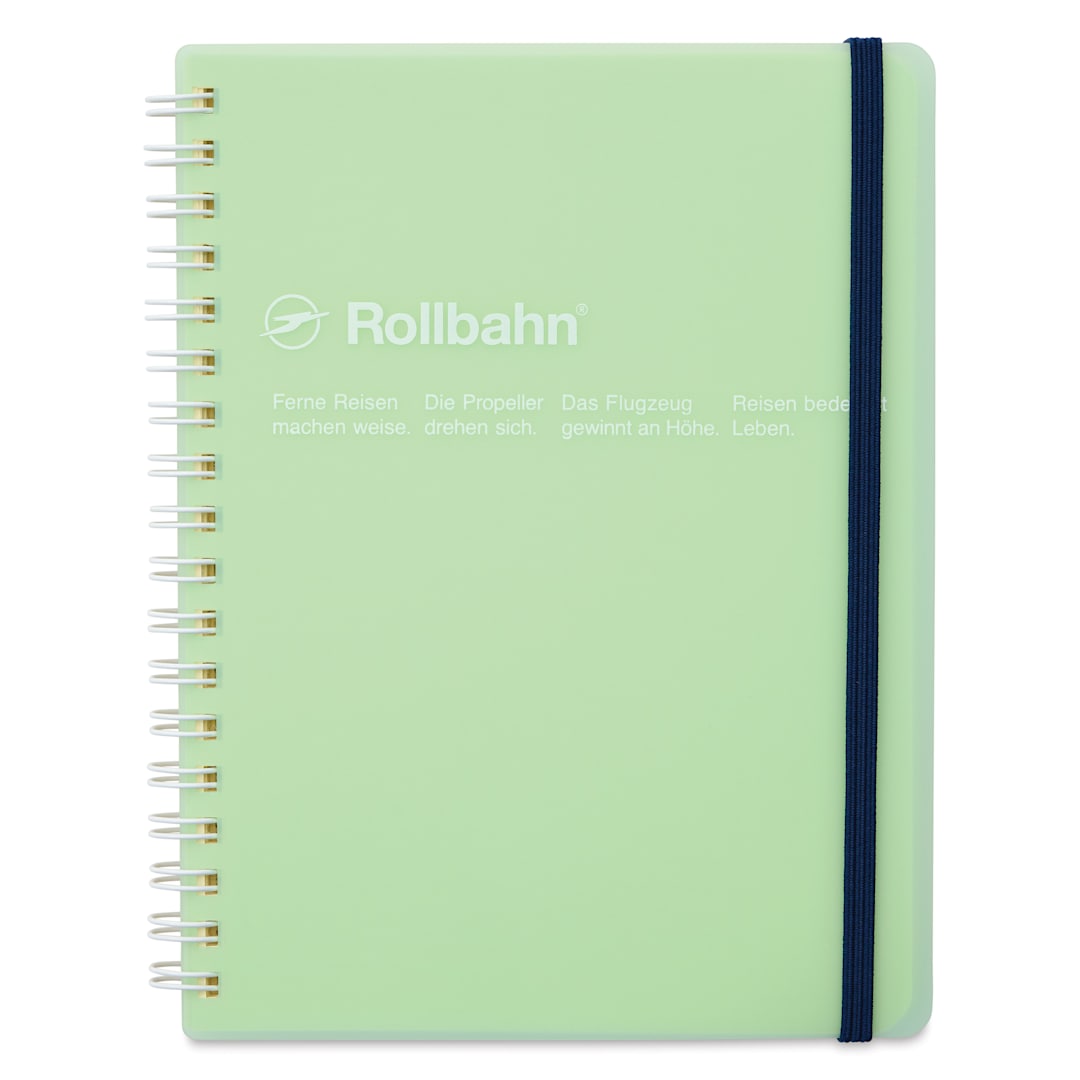 Open in modal - Delfonics Rollbahn Clear Plastic Notebook - 5-1/2" x 7", Green, front cover