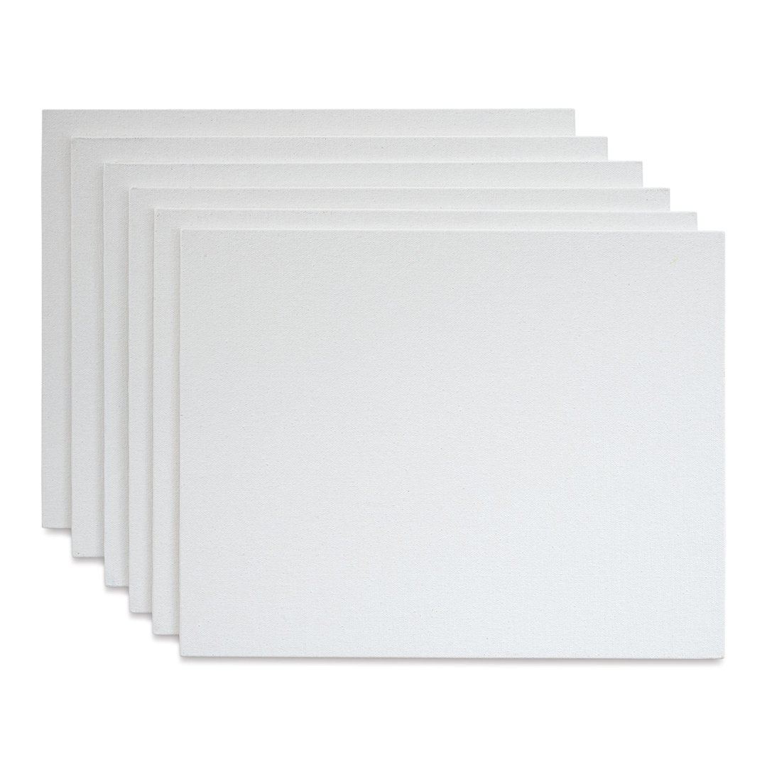 Open in modal - Strathmore 300 Series Cotton Canvas Panel Pack - 11" x 14", Package of 6 (Out of packaging, Front of canvas shown)