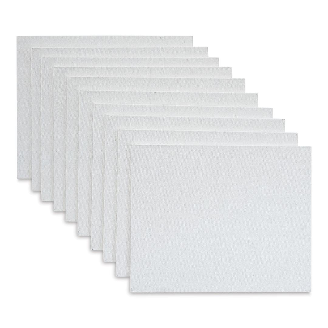 Open in modal - Strathmore 300 Series Cotton Canvas Panel Pack - 8" x 10", Package of 10 (Out of packaging, Front of canvas shown)