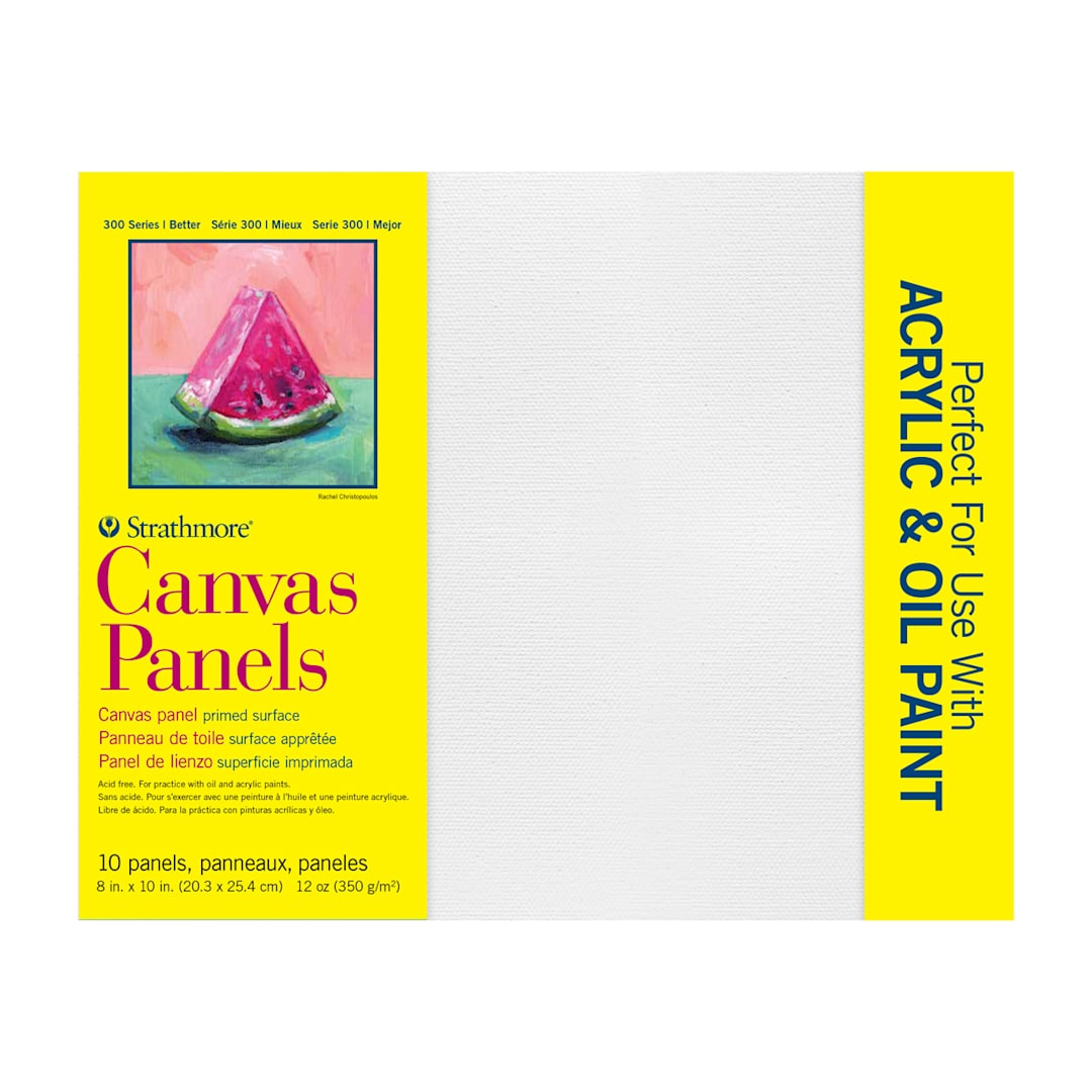 Open in modal - Strathmore 300 Series Canvas Panels, White, 8x10 inches, Pack of 10