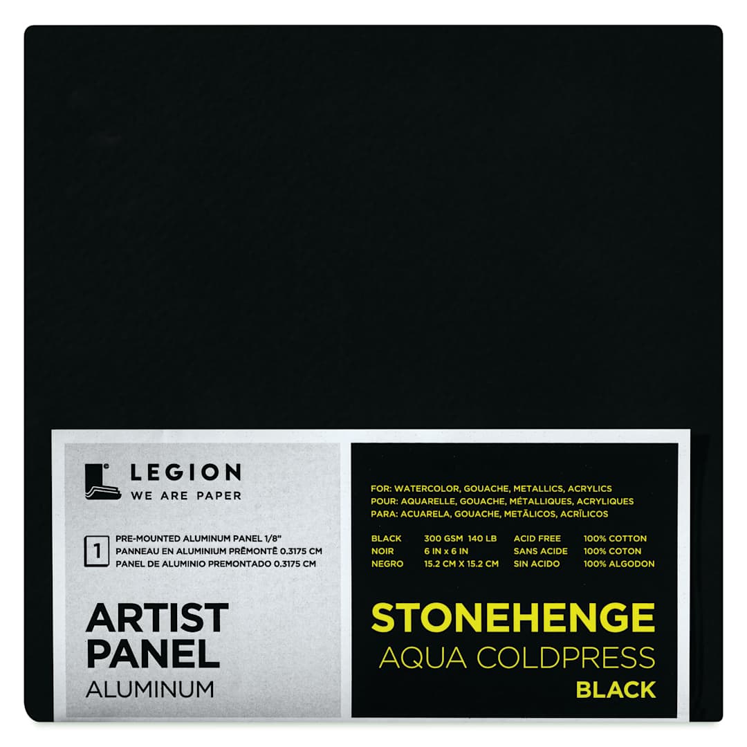 Open in modal - Legion Stonehenge Aqua Aluminum Black Panel - 6" x 6", front of packaging