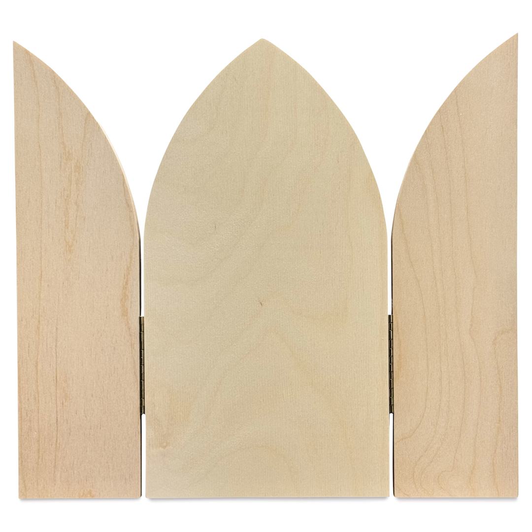 Open in modal - Trekell Gothic Wood Panel - Arch Altar Folding Panel, 13"W x 12"L x 1/2"H when open