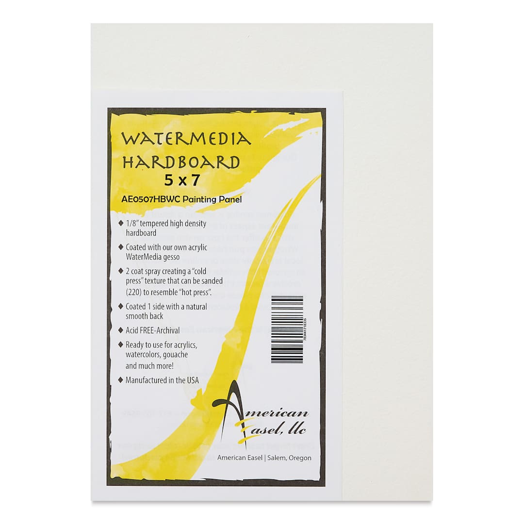 Open in modal - American Easel WaterMedia Hardboard Panel - 5" x 7", 1/8", packaging