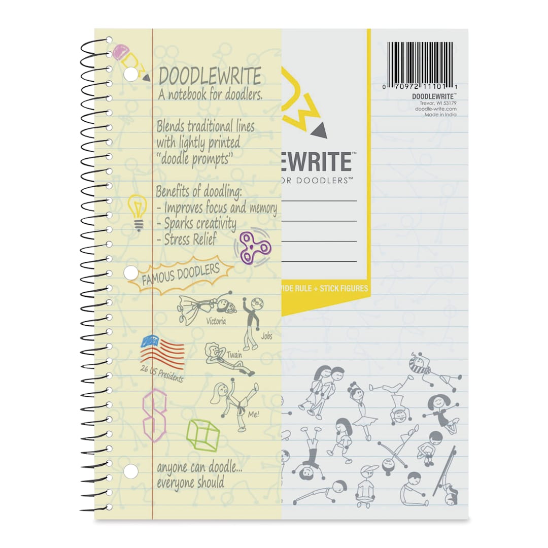 Open in modal - Roaring Spring Doodlewrite Spiral Notebook - 8" x 10-1/2", Wide Ruled, 60 Sheets, front