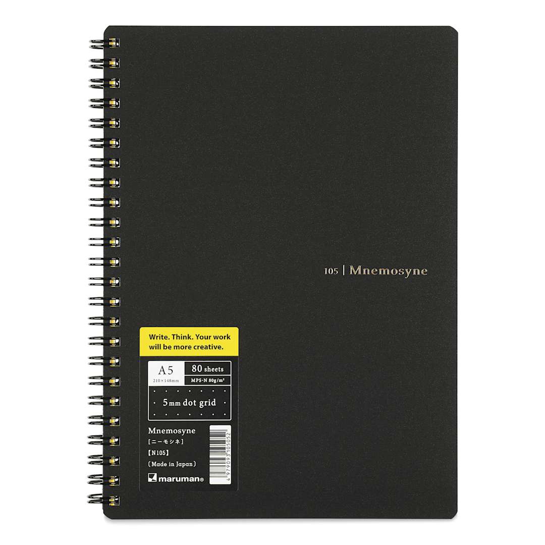 Open in modal - Maruman Mnemosyne Notebook - Black, A5, Dot Grid