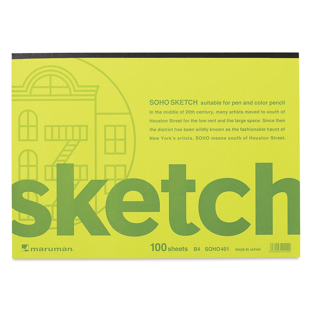 Open in modal - Maruman Soho Series Sketchbook - B4, 9.9" x 13.9", 100 Sheets