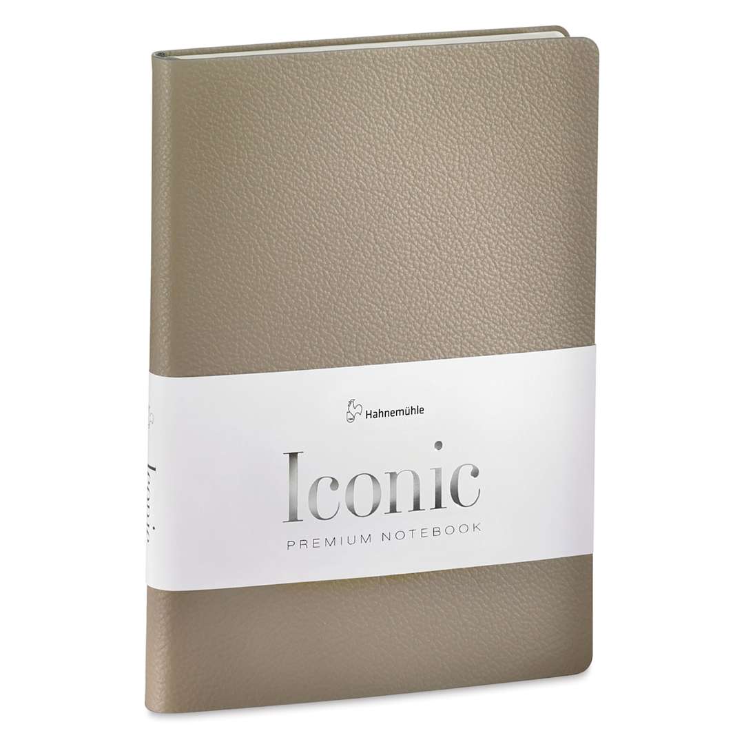 Open in modal - Hahnemuhle Iconic Premium Notebook - Dot Grid, A5, Taupe, 192 Pages, front