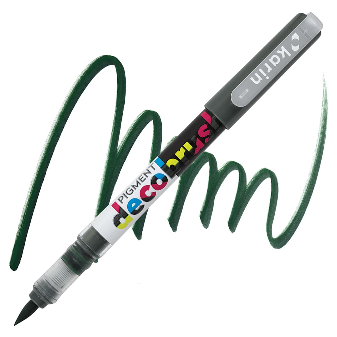 Open in modal - Karin Pigment Decobrush Marker - Olive Black marker and swatch