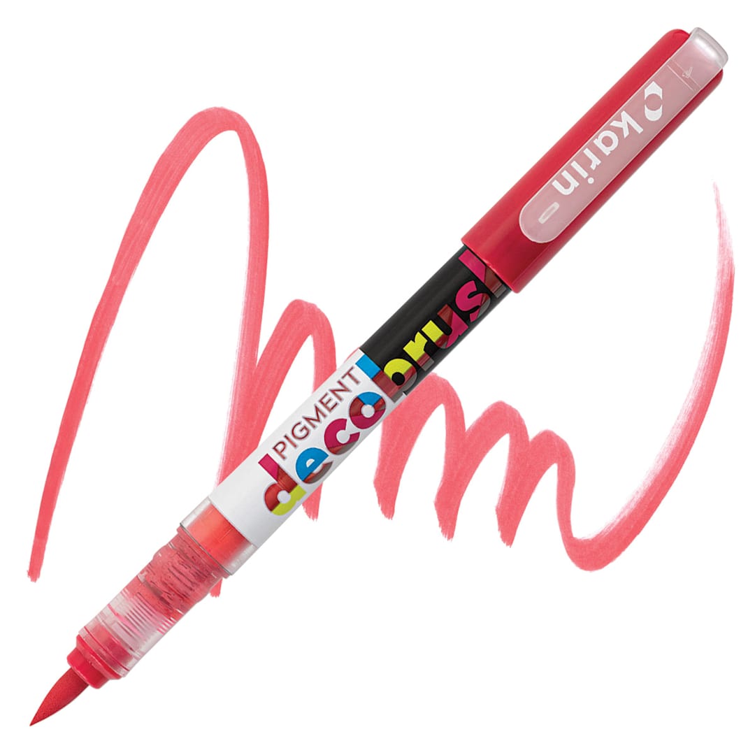 Open in modal - Karin Pigment Decobrush Marker - Magenta Red marker and swatch