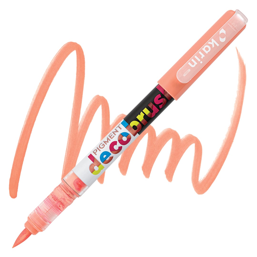 Open in modal - Karin Pigment Decobrush Marker - Salmon Pink marker and swatch