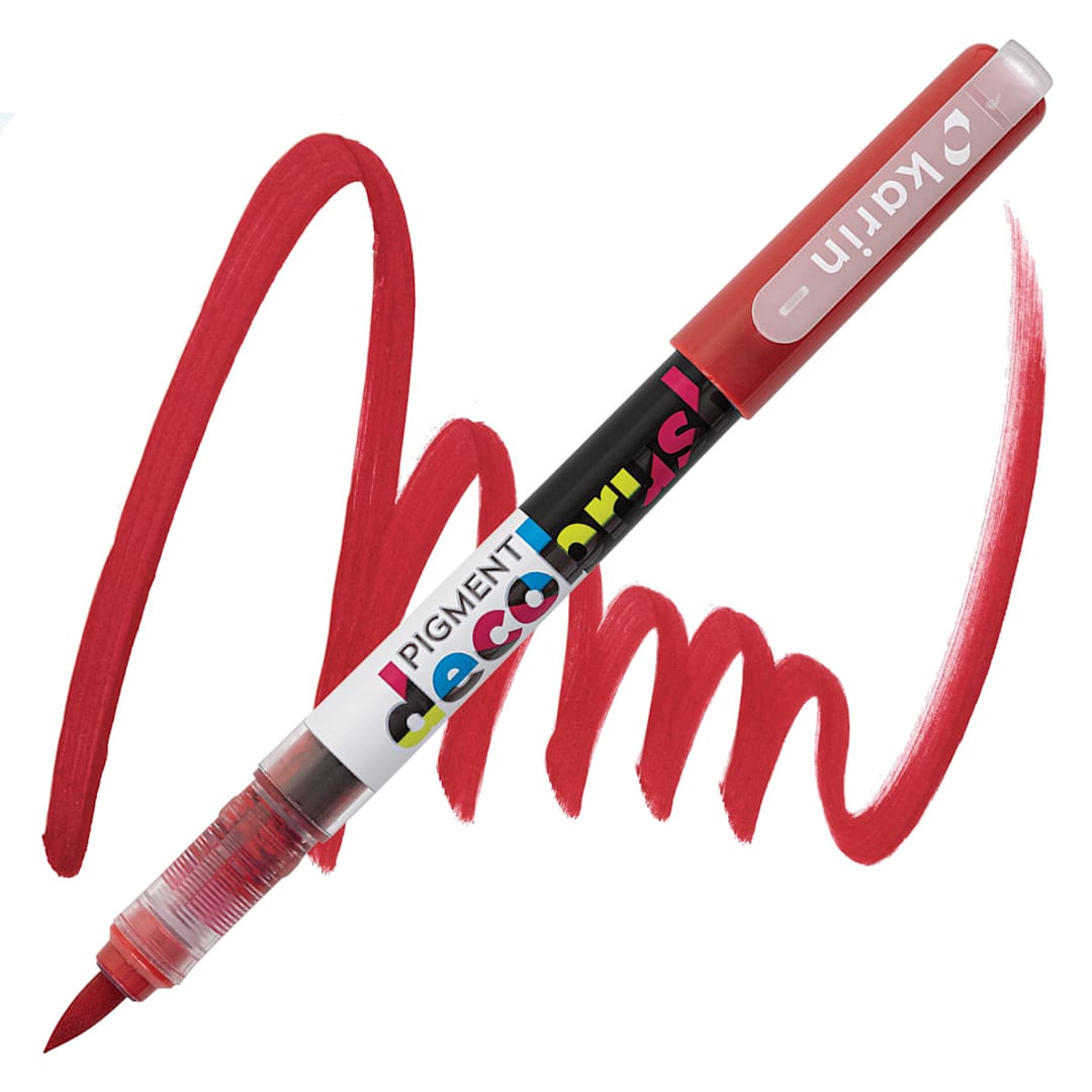 Open in modal - Karin Pigment Decobrush Marker - Lipstick Red marker and swatch