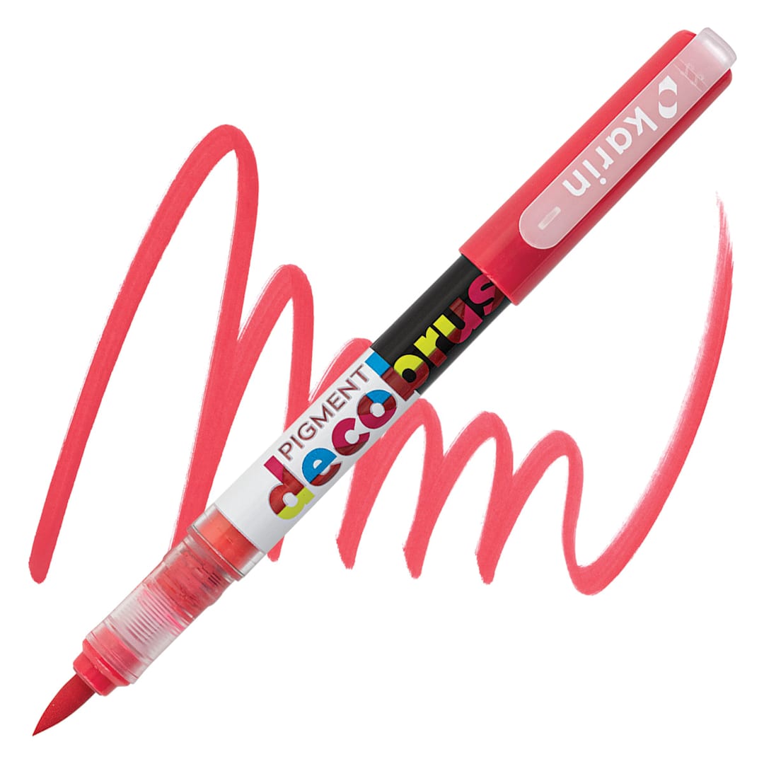 Open in modal - Karin Pigment Decobrush Marker - Poppy marker and swatch