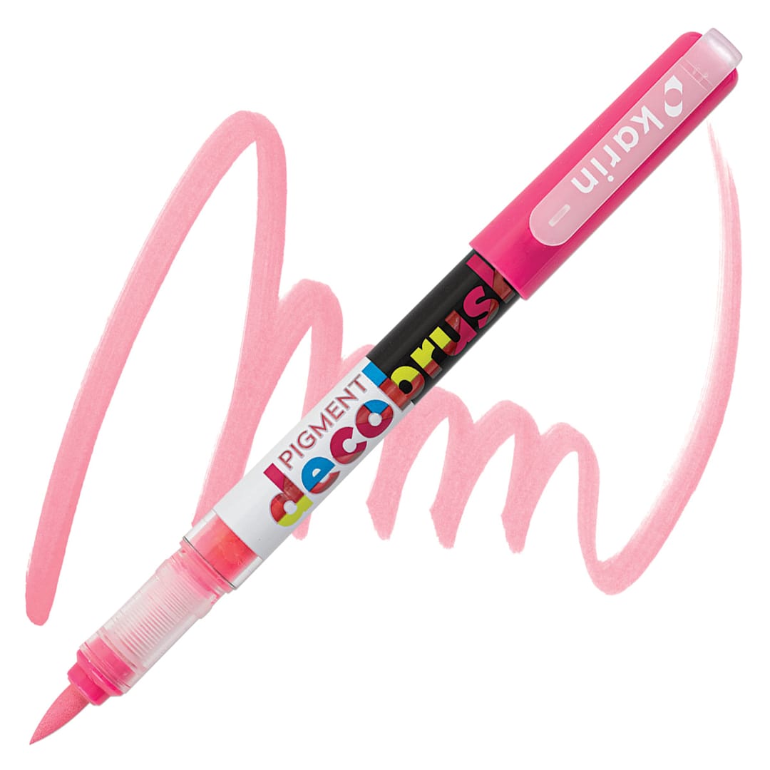 Open in modal - Karin Pigment Decobrush Marker - Cerise marker and swatch