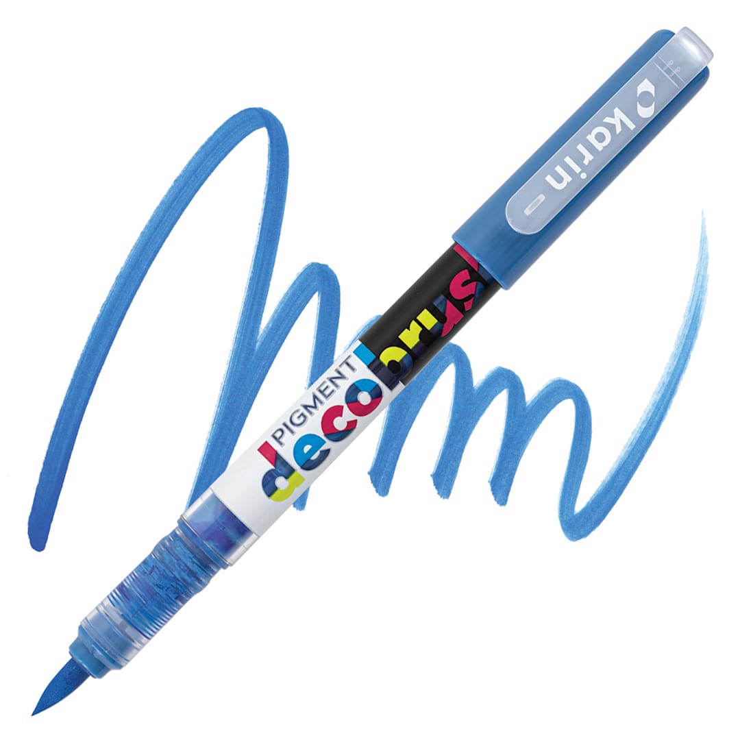 Open in modal - Karin Pigment Decobrush Marker - Light Azure marker and swatch
