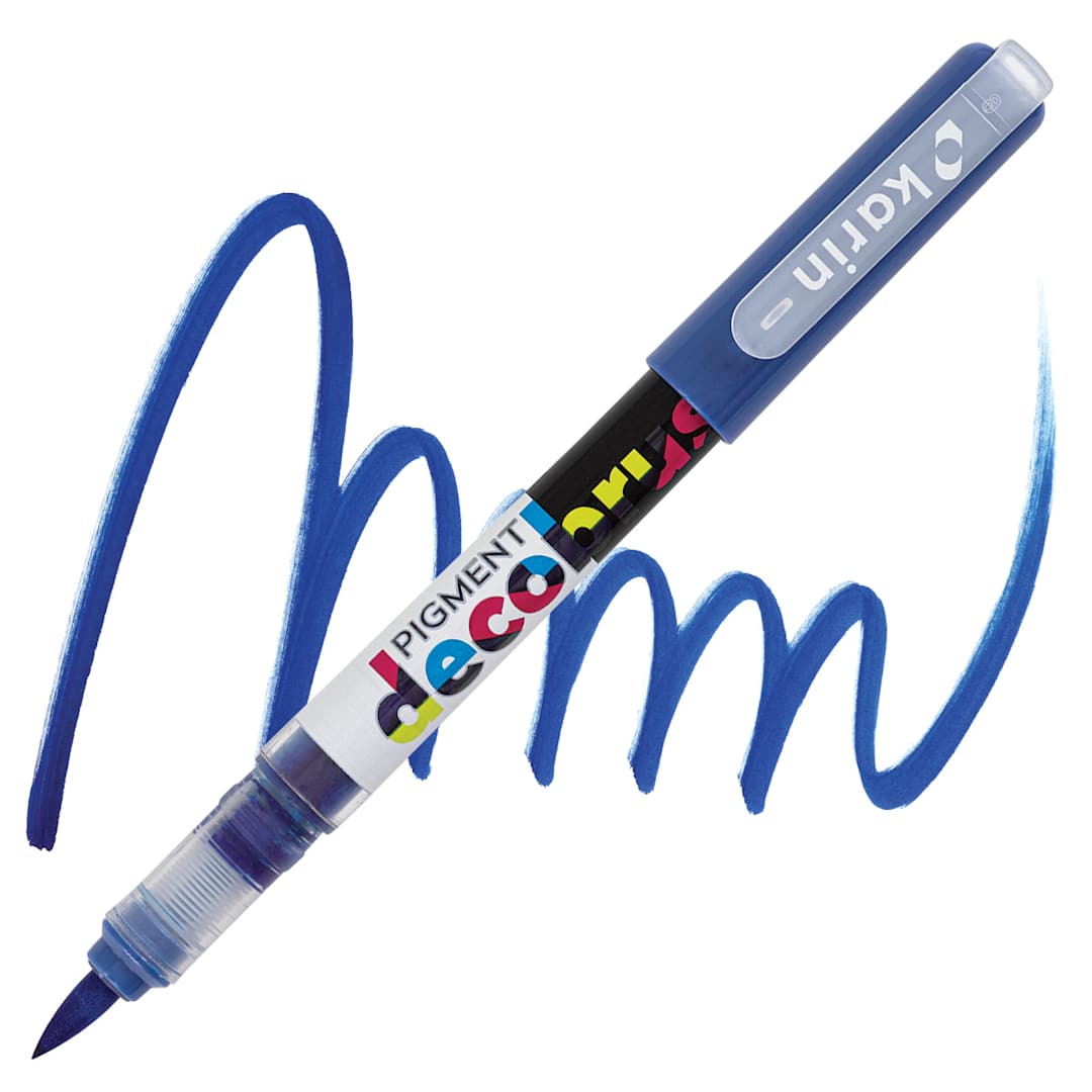 Open in modal - Karin Pigment Decobrush Marker - True Blue marker and swatch