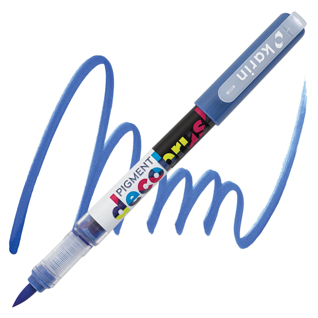 Open in modal - Karin Pigment Decobrush Marker - Egyptian Blue marker and swatch