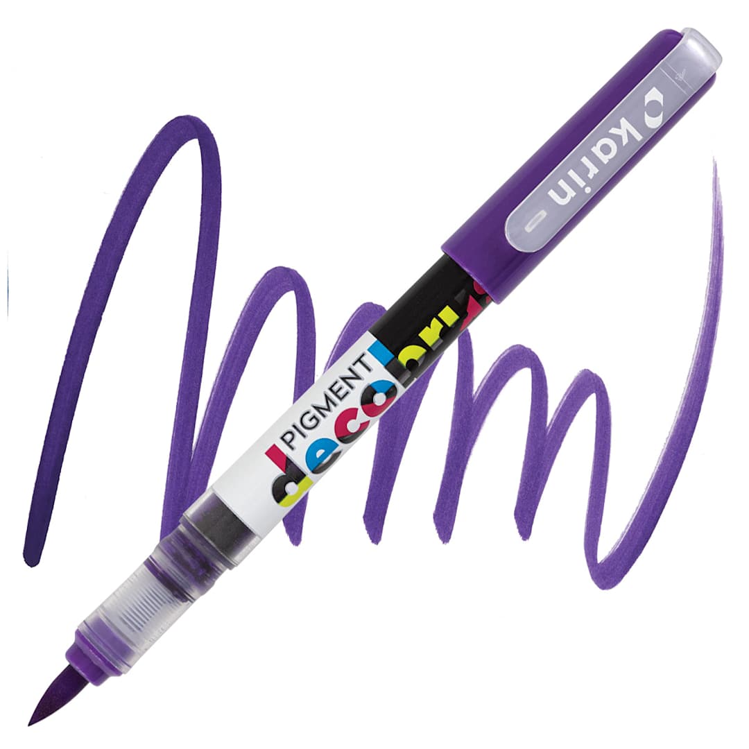 Open in modal - Karin Pigment Decobrush Marker - Aubergine marker and swatch