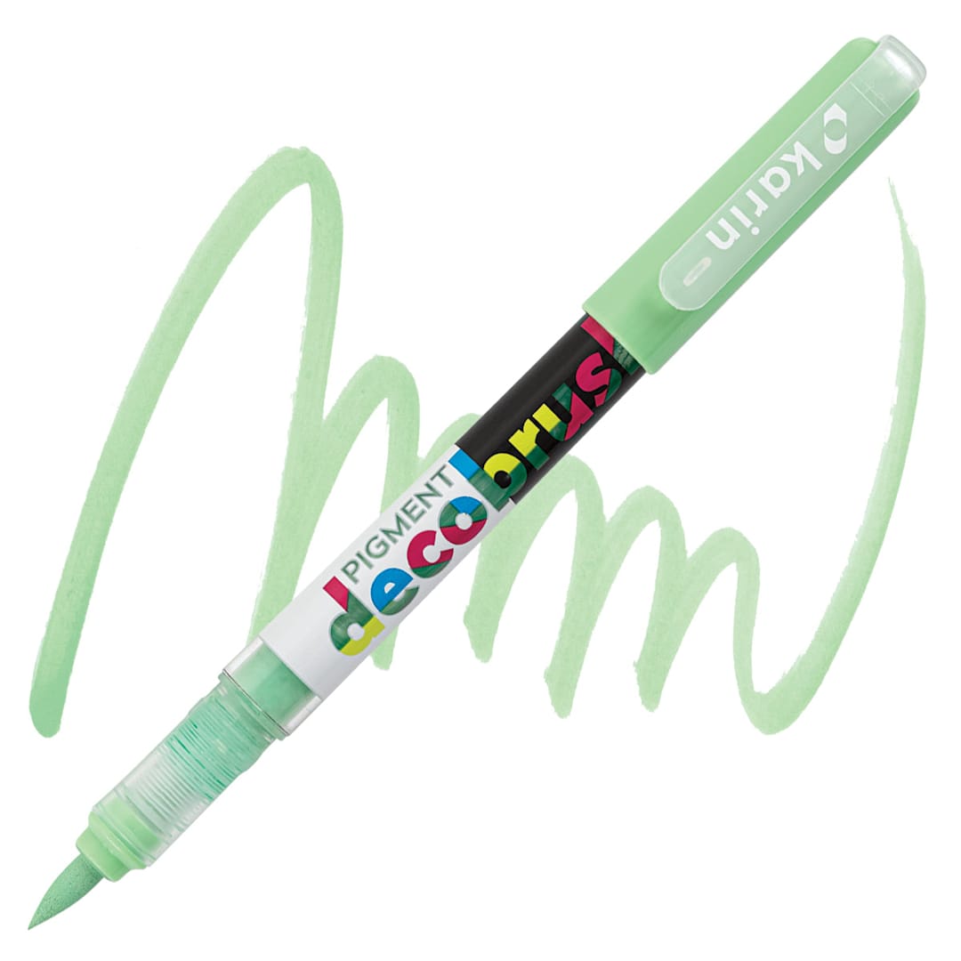 Open in modal - Karin Pigment Decobrush Marker - Pastel Light Green marker and swatch