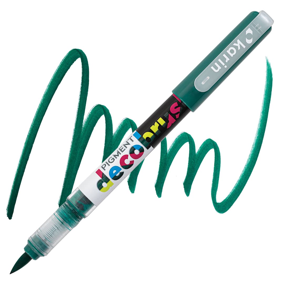 Open in modal - Karin Pigment Decobrush Marker - Lush Green marker and swatch